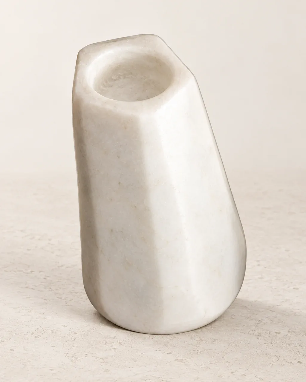 White Marble Candle Holder — Studio rendering