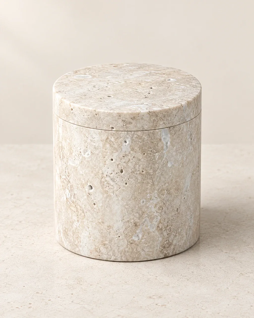 Marble Cylindrical Lidded Box — Studio rendering
