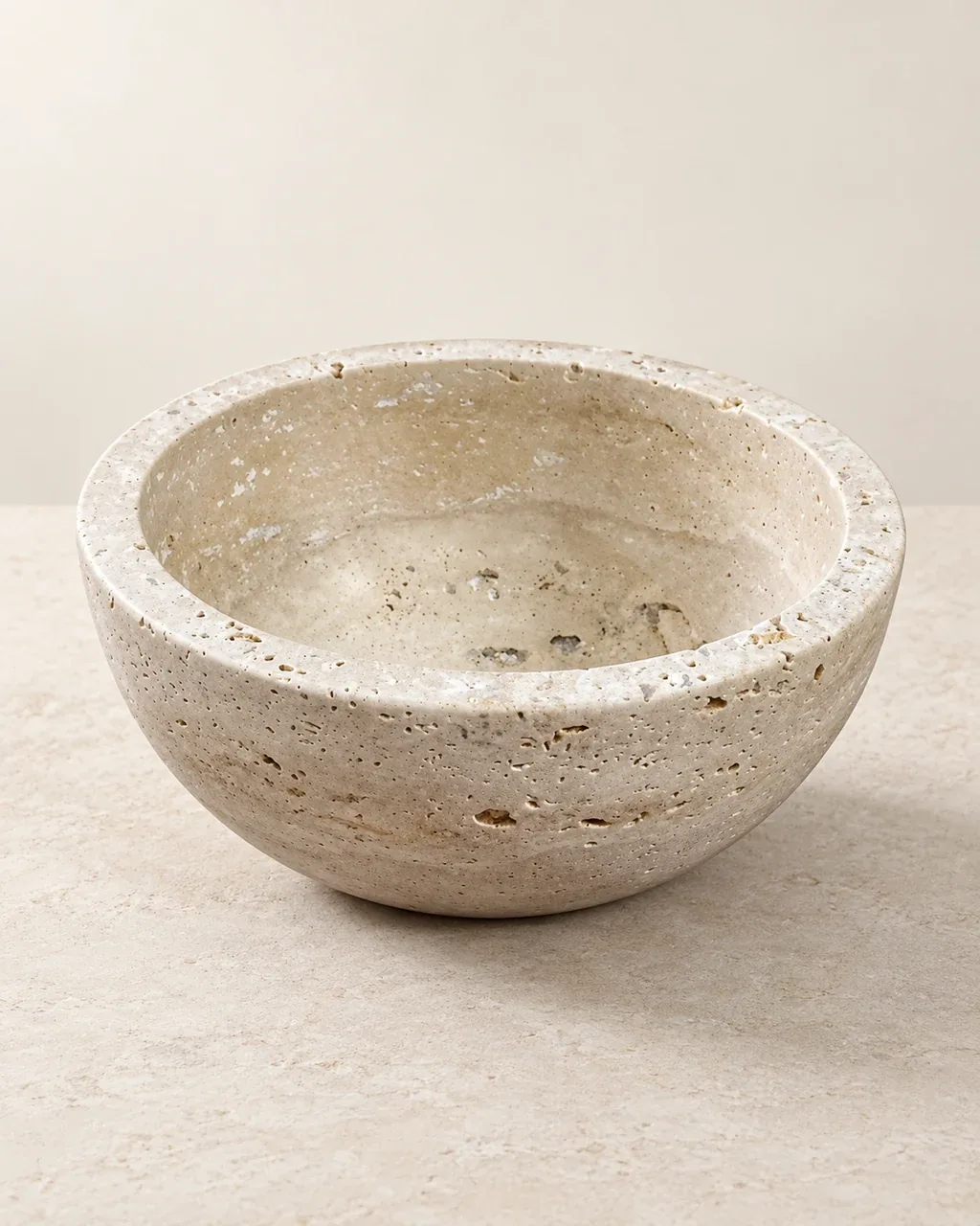Deep Travertine Bowl — Studio rendering