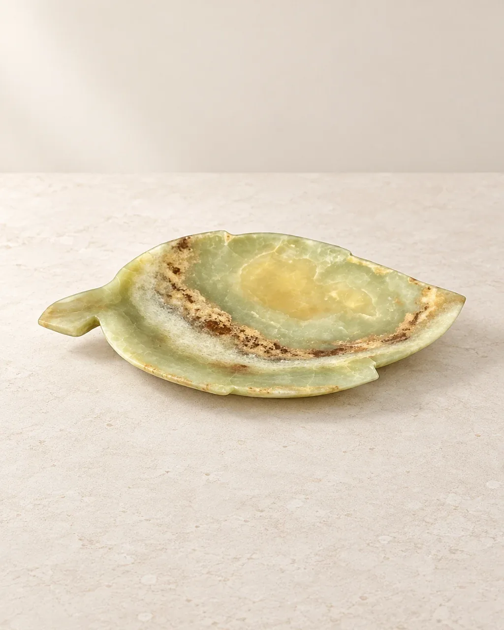 Leaf-Shaped Stone Dish — Studio rendering