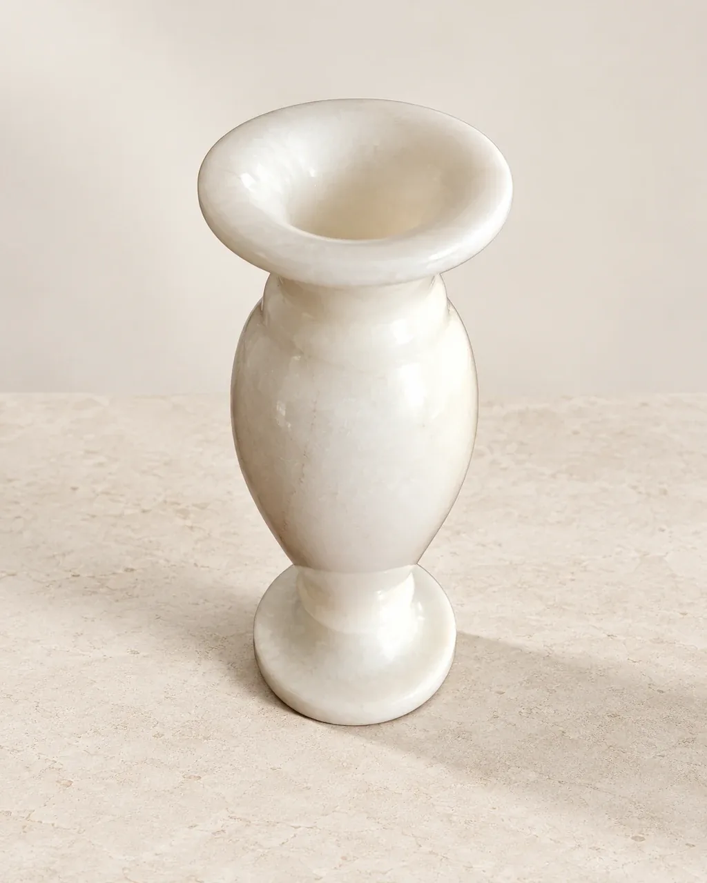 White Marble Baluster Vase — Studio rendering